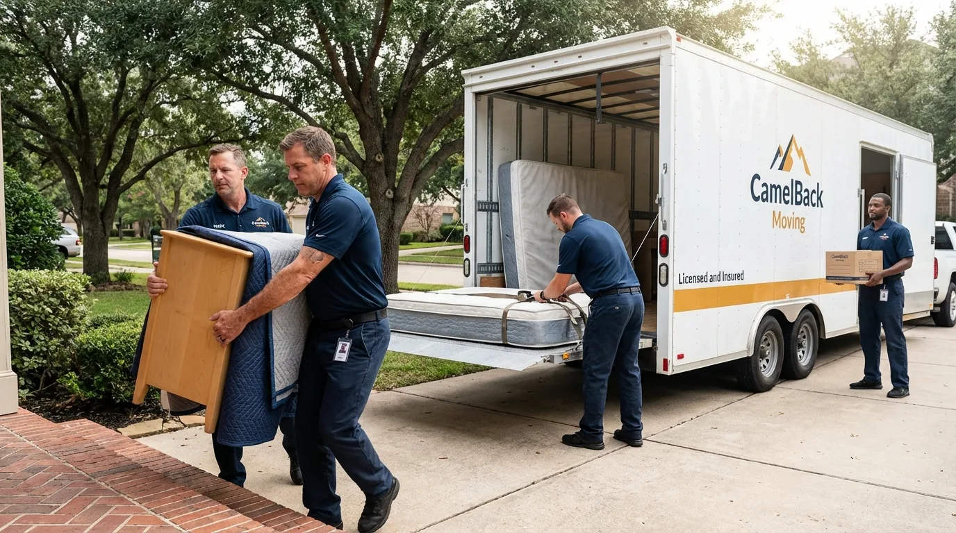 Crew loading residential truck for cross-state move from Maryville, MO