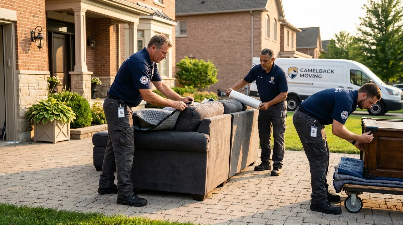 Large estate moving crew wrapping furniture in Maryville, MO